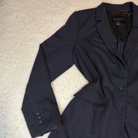 Ann Taylor Women Navy Polka Dot One Button Blazer Jacket - Picture 5 of 11